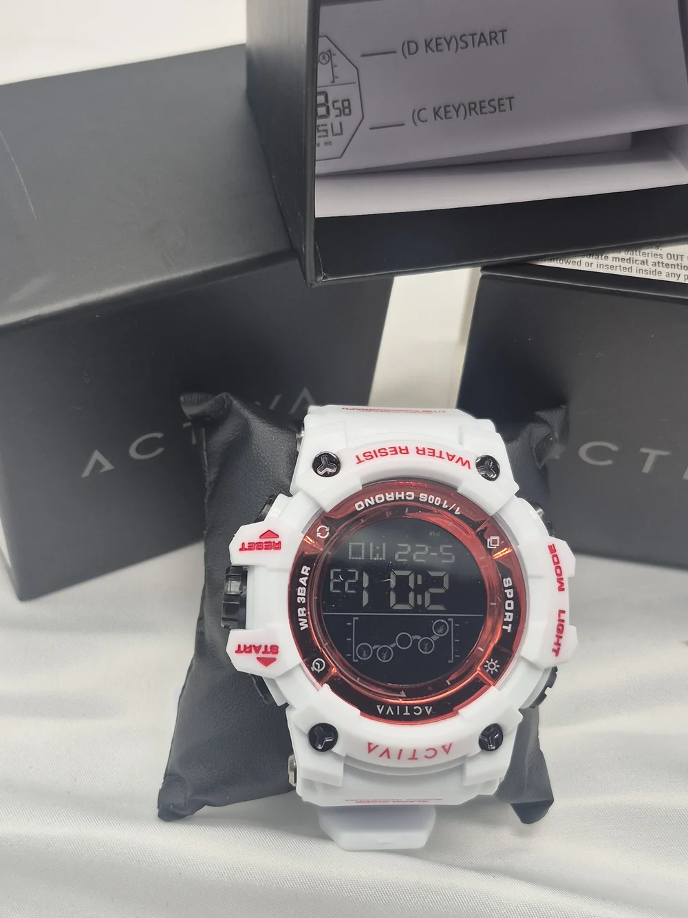 Ativa White and Red Rugged Digital Sports Watch